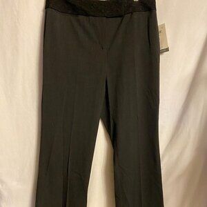 Emma James Golden Age Black Dress Pants with Lace Waist Band/Cuffed Size 14 NWT